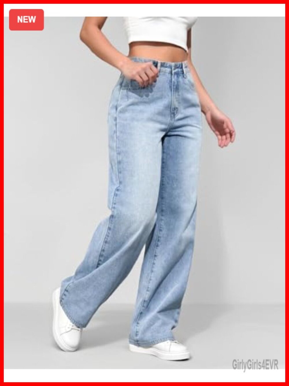 Wide Leg Baggy Y2K Jeans High Stretch Denim Cropped Loose Boyfriend Jeans - Picture 2 of 7